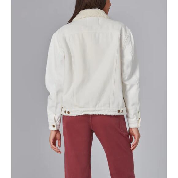 Lola Jeans Sherpa Lined Denim Jacket Medium – Off White Cozy Western Boho NWT - Picture 4 of 13